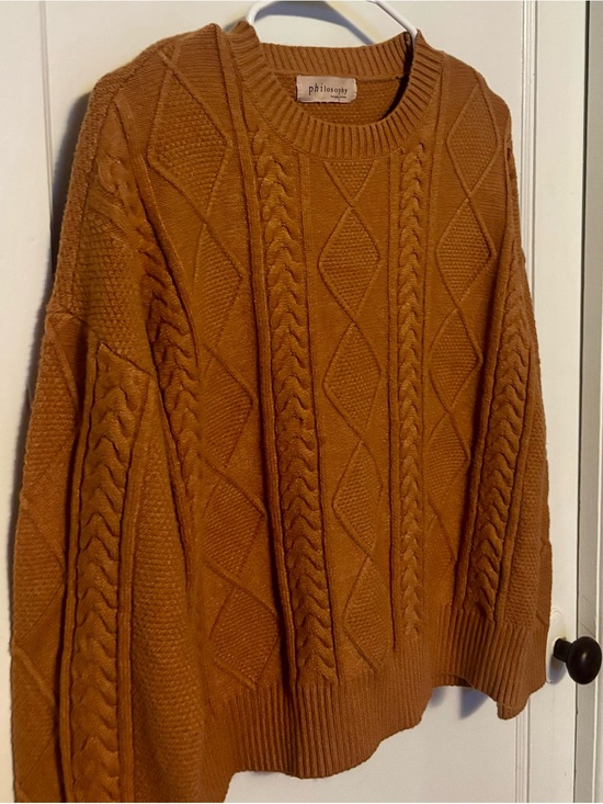 Philosophy Sweaters - Philosophy Cable-Knit Crewneck Sweater in Camel
